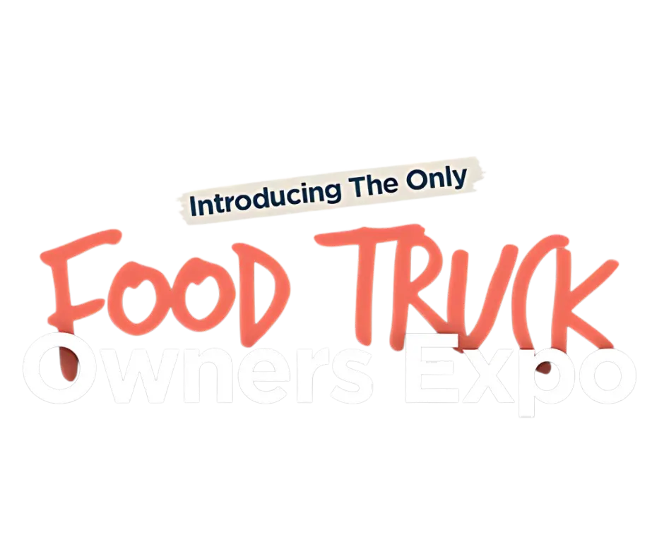 Food truck scene featuring a smiling vendor serving customers during the Food Truck Owners Expo 2025, July 15-16, at the Rio Hotel in Las Vegas, with Standard Restaurant Supply branding.